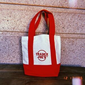 Trader Joe's Red and White Mini Tote Bag